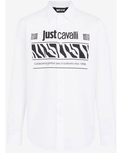 Roberto Cavalli Just Cavalli Logo-print Cotton Shirt - White