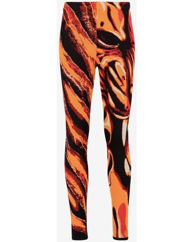 Roberto Cavalli Flame Lion-jacquard leggings - Red
