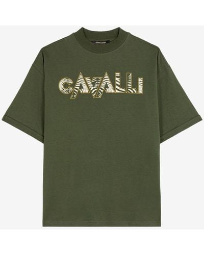 Roberto Cavalli T-shirt mit zebra-print - Grün