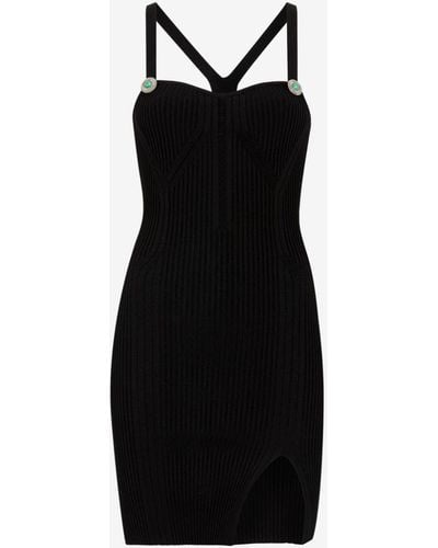 Roberto Cavalli Ribbed-knit Mini Dress - Black