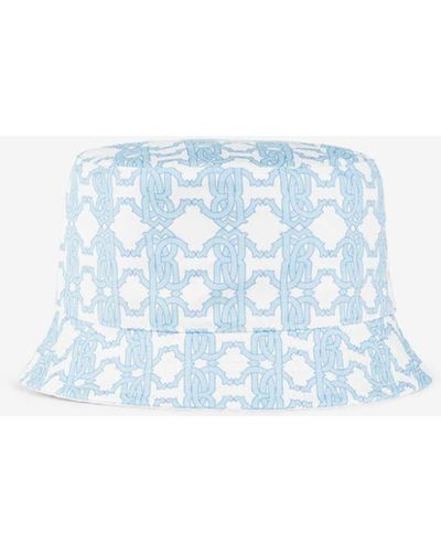 Roberto Cavalli Rc bucket-hut aus baumwolle mit monogrammdruck - Blau