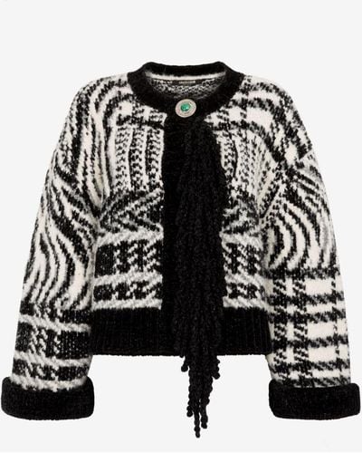 Roberto Cavalli Abstract-jacquard Knit Cardigan - Black