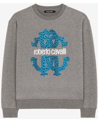 Roberto Cavalli Sweatshirt mit logo-print - Blau