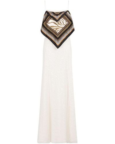 Roberto Cavalli Zebra Sequin-embellished Layered Dress - White