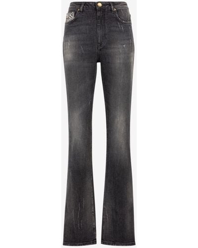 Roberto Cavalli Jeans mit geradem bein und animalischen patchwork-applikationen - Schwarz