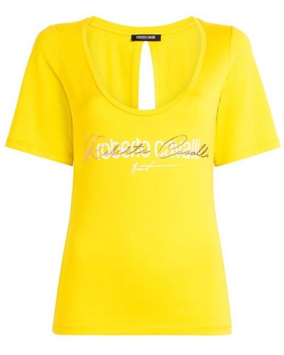 Roberto Cavalli T-shirt mit logo - Gelb