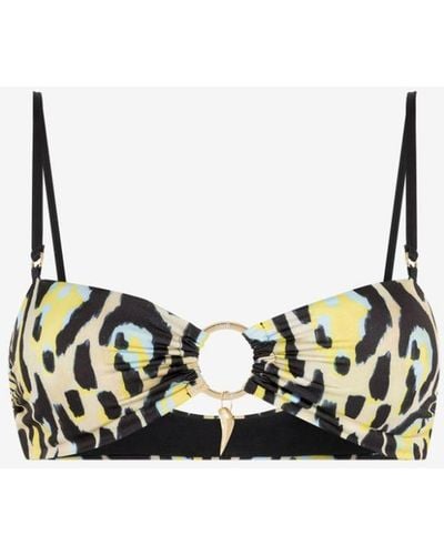 Roberto Cavalli Jaguar-print Bikini Top - Black