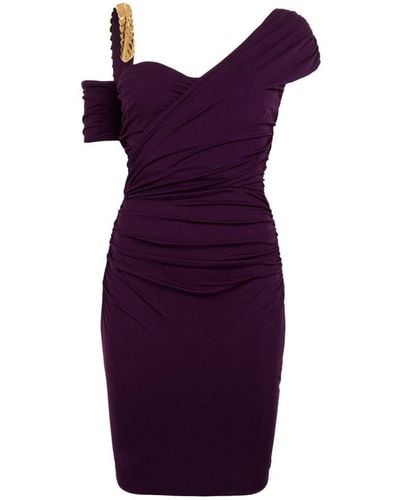Roberto Cavalli One-shoulder Mini Dress - Purple