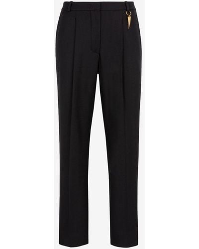 Roberto Cavalli Tiger Tooth Cropped Straight-leg Trousers - Black
