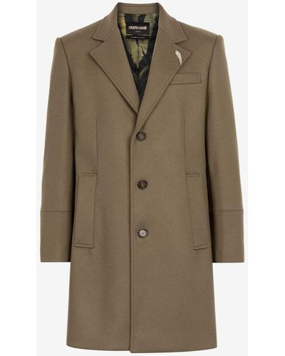 Roberto Cavalli Tiger Tooth Single-breasted Coat - Green