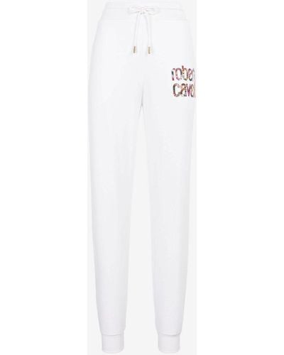 Roberto Cavalli Logo-print Cotton Sweatpants - White