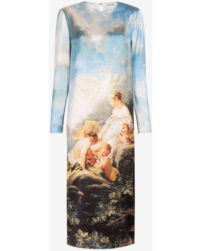 Roberto Cavalli Kleid mit malerei-print - Blau