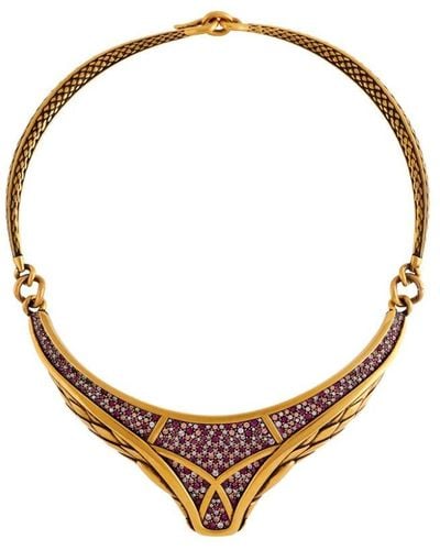 Roberto Cavalli Swarovski Crystal Embellished Snake Necklace - Metallic