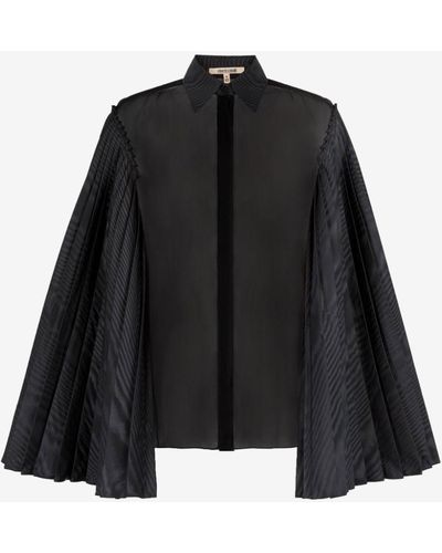 Roberto Cavalli Pleated Bell-sleeve Shirt - Black