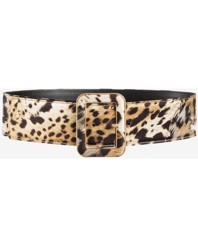 Roberto Cavalli Leopard-print Leather Belt - White