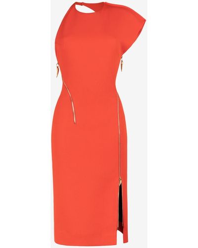 Roberto Cavalli Asymmetric Zip Dress - Red