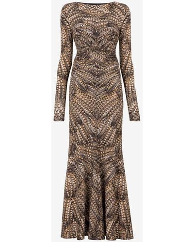 Roberto Cavalli Cut-out Patterned Dress - White