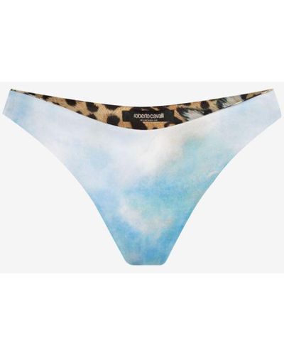 Roberto Cavalli Bikini-slip mit malerei-print - Blau