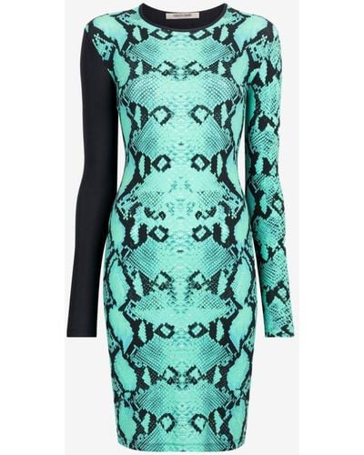 Roberto Cavalli Kleid mit python-print - Grün