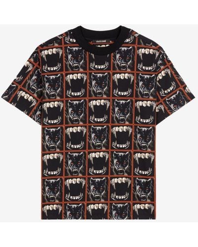Roberto Cavalli Teeth And Panther-print T-shirt - Black