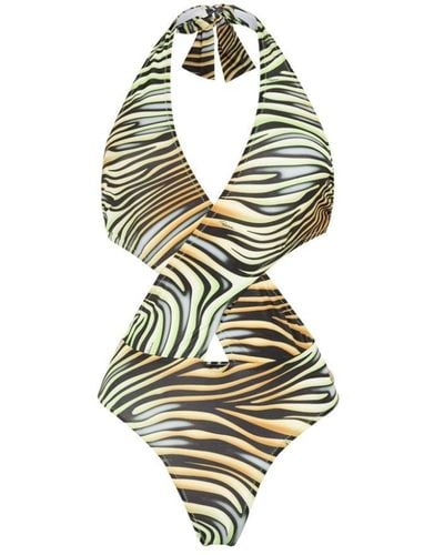 Roberto Cavalli Zebra-print Cut-out Swimsuit - Metallic