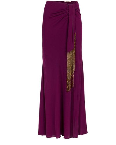 Roberto Cavalli Beaded Tassel-embellished Maxi Skirt - Purple