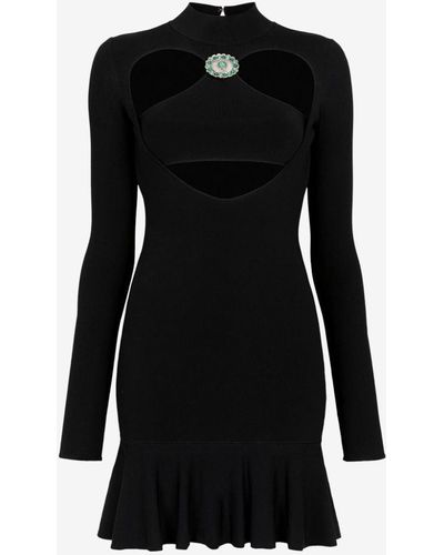 Roberto Cavalli Cut-out Flared Mini Dress - Black