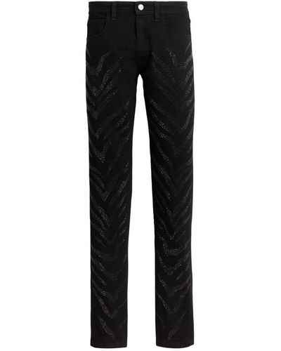 Roberto Cavalli Jeans mit tiger-streifen aus kristallen - Schwarz