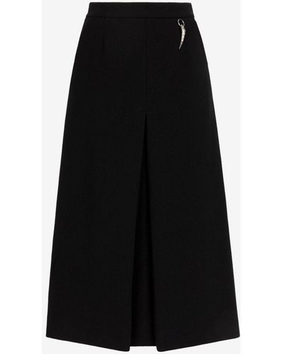 Roberto Cavalli Tiger Tooth Wool A-line Skirt - Black
