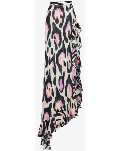 Roberto Cavalli Leopard-print Asymmetric Skirt - White