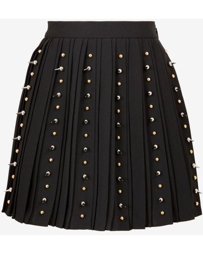 Roberto Cavalli Spike Stud-embellished Pleated Miniskirt - Black