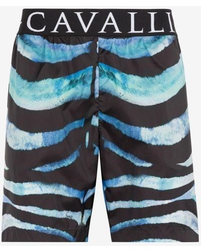 Roberto Cavalli Badeshorts mit zebraprint - Blau