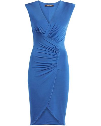 Roberto Cavalli Ruched Bodycon Dress - Blue