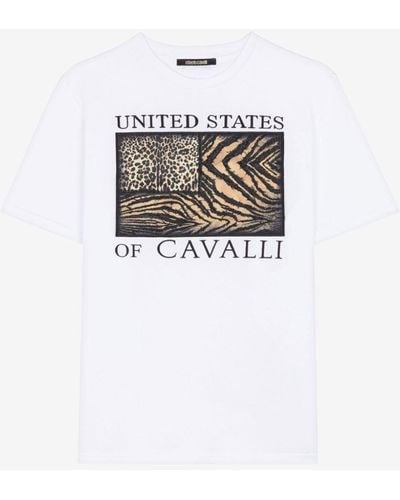 Roberto Cavalli Animalier Patchwork-print Appliqué T-shirt - White