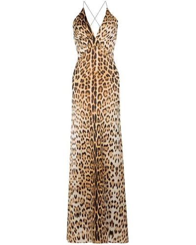 Roberto Cavalli Leopard-print Maxi Dress - White