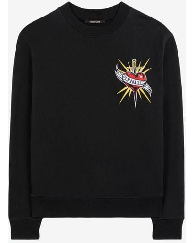 Roberto Cavalli Graphic-print Cotton Sweatshirt - Black