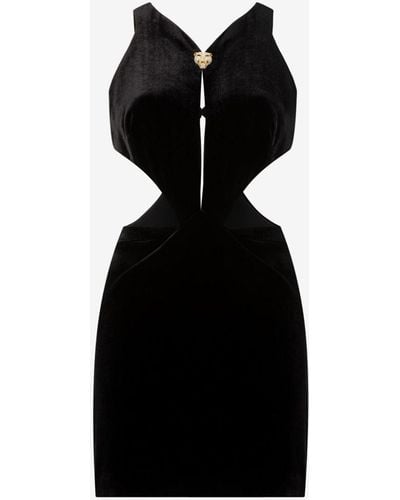 Roberto Cavalli Panther-plaque Cut-out Mini Dress - Black