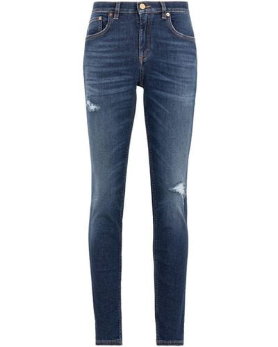 Roberto Cavalli Distressed Skinny Jeans - Blue