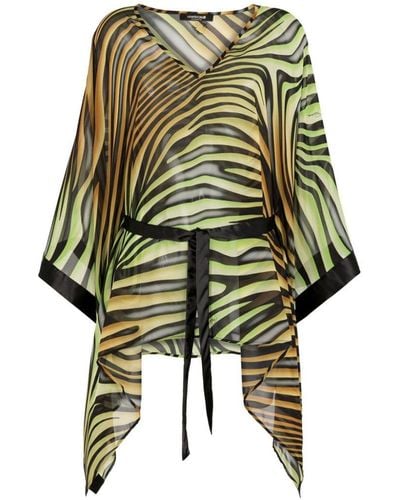 Roberto Cavalli Zebra-print Kaftan Dress - Green