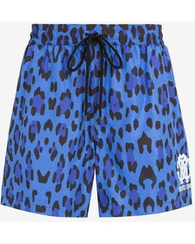 Roberto Cavalli Badeshorts mit leoparden-print - Blau