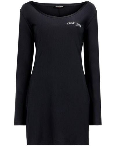 Roberto Cavalli Logo-stripe Mini Dress - Black