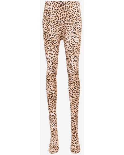 Roberto Cavalli Geparden-print leggings mit fußteil - Braun