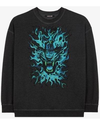 Roberto Cavalli Flame Lion-print Sweatshirt - Black
