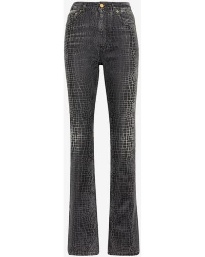 Roberto Cavalli Jeans mit geradem bein und krokodil-print - Schwarz
