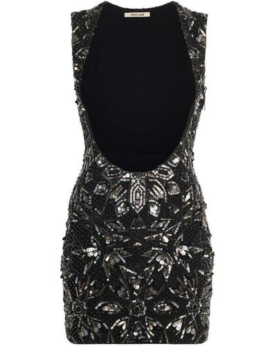 Roberto Cavalli Sequin Embroidered Cut Out Dress - Black