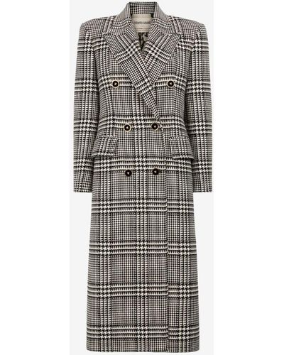 Roberto Cavalli Houndstooth Double-breasted Coat - Gray