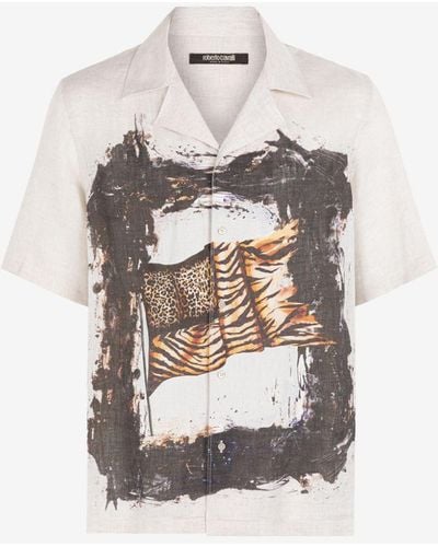 Roberto Cavalli Animalier Patchwork-print Bowling Shirt - Multicolor