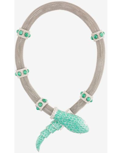 Roberto Cavalli Gemstone-embellished Snake Necklace - Blue