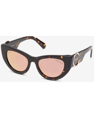 Roberto Cavalli C Logo Tortoiseshell-effect Cat-eye Sunglasses - White