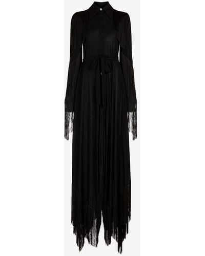 Roberto Cavalli Fringed Maxi Dress - Black
